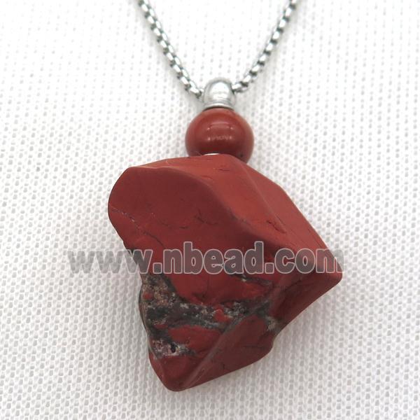 Red Jasper nugget perfume bottle Necklace