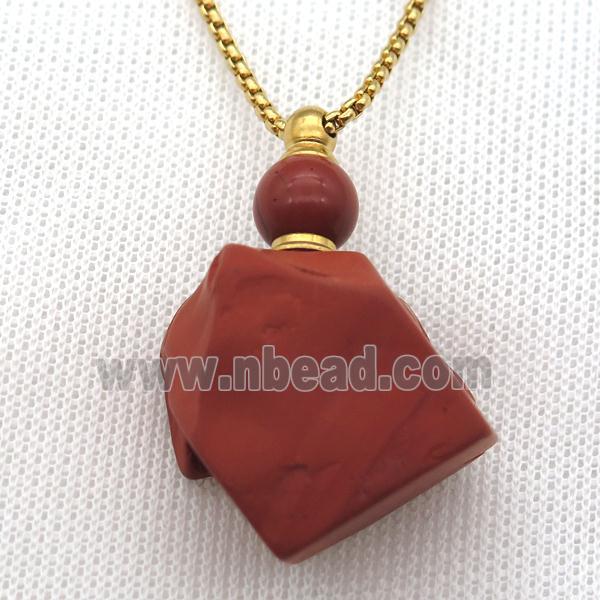 Red Jasper nugget perfume bottle Necklace