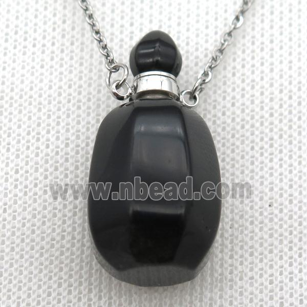 black Onyx Agate perfume bottle Necklace