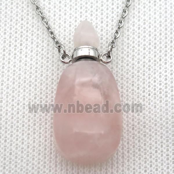 Rose Quartz perfume bottle Necklace