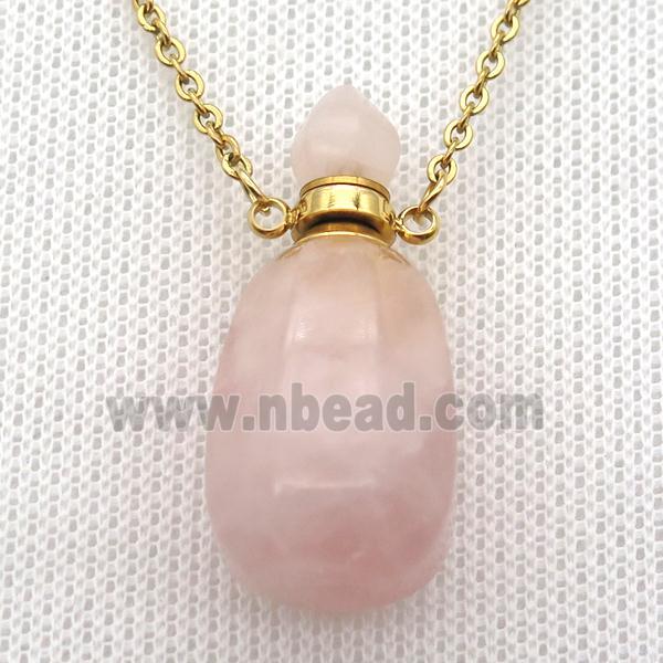 Rose Quartz perfume bottle Necklace