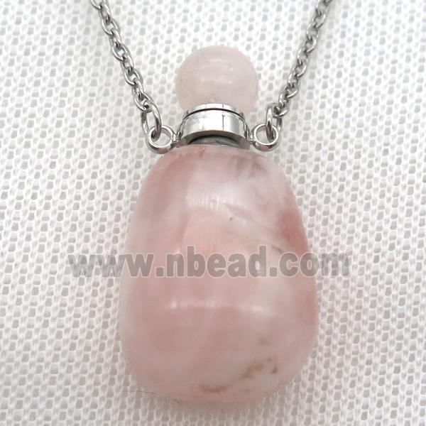 Rose Quartz perfume bottle Necklace