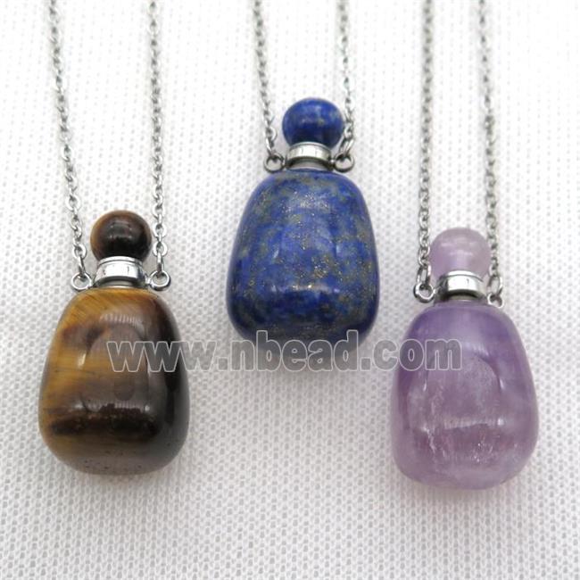 mixed Gemstone perfume bottle Necklace