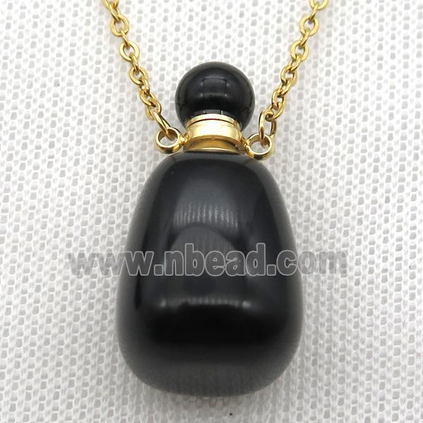 black Onyx Agate perfume bottle Necklace