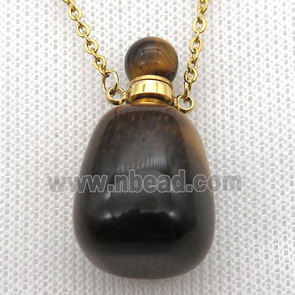 Tiger eye stone perfume bottle Necklace