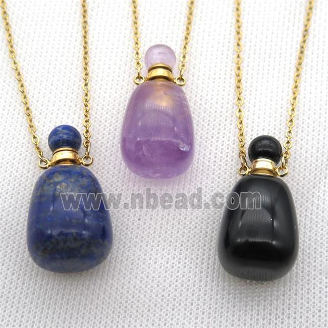 mixed Gemstone perfume bottle Necklace