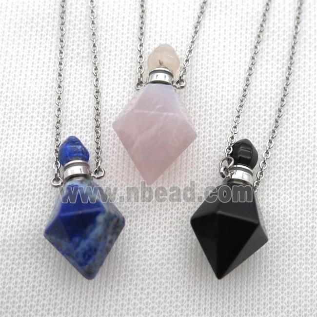 mixed Gemstone perfume bottle Necklace