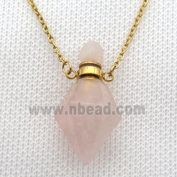 Rose Quartz perfume bottle Necklace