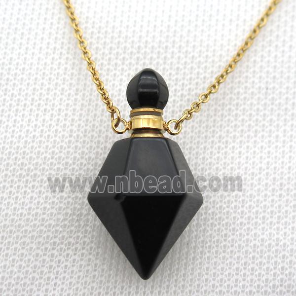 black Onyx Agate perfume bottle Necklace