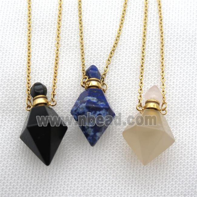 mixed Gemstone perfume bottle Necklace