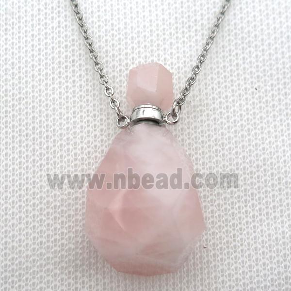 Rose Quartz perfume bottle Necklace