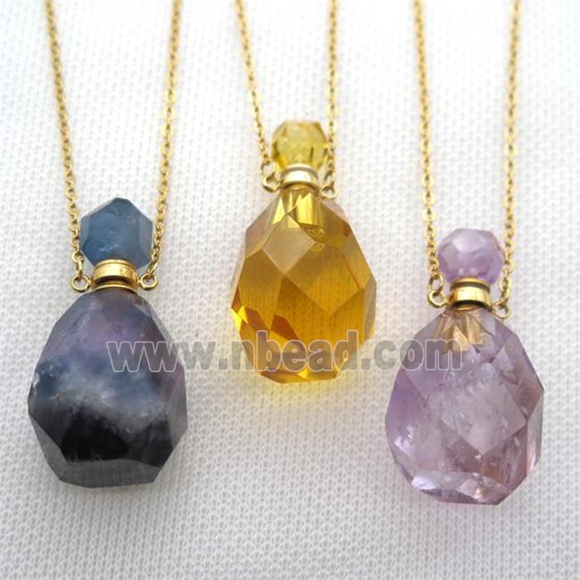 mixed Gemstone perfume bottle Necklace