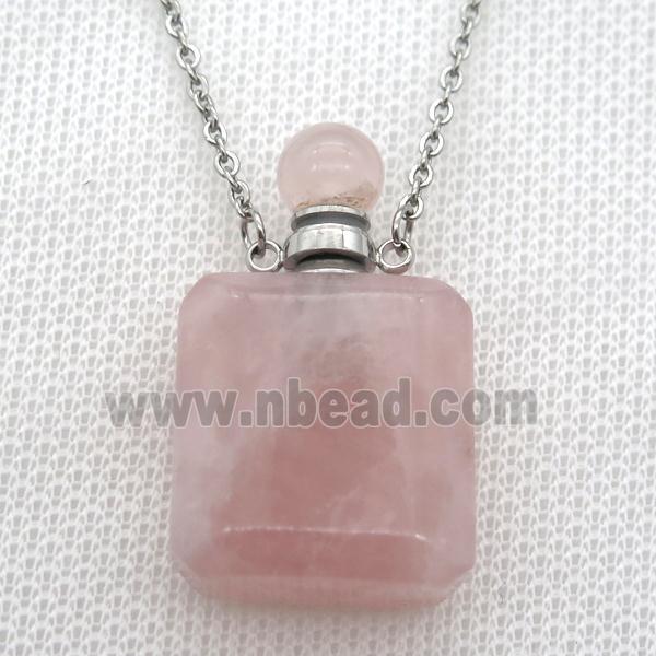 Rose Quartz perfume bottle Necklace