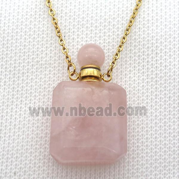 Rose Quartz perfume bottle Necklace