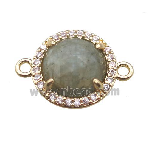 Labradorite circle connector, gold plated