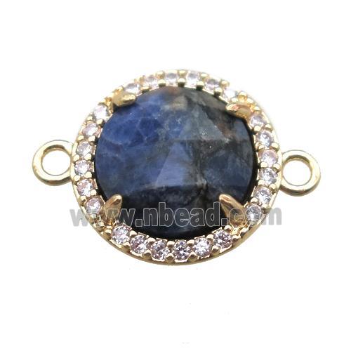 blue Lapis circle connector, gold plated