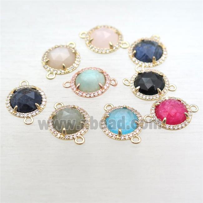 mixed Gemstone circle connector, gold plated