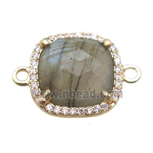 Labradorite square connector, gold plated