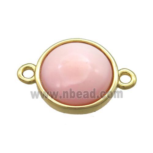 pink Queen Shell circle connector, gold plated