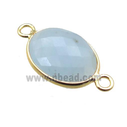 blue Aquamarine connector, faceted oval