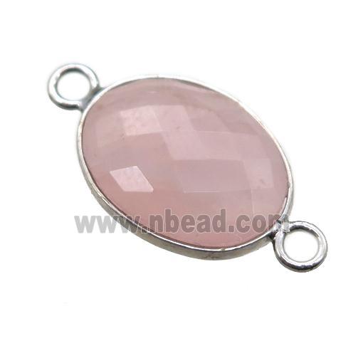 Rose Quartz connector, faceted oval