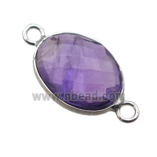 purple Amethyst connector, faceted oval