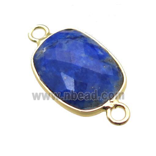 blue Lapis Lazuli connector, faceted rectangle