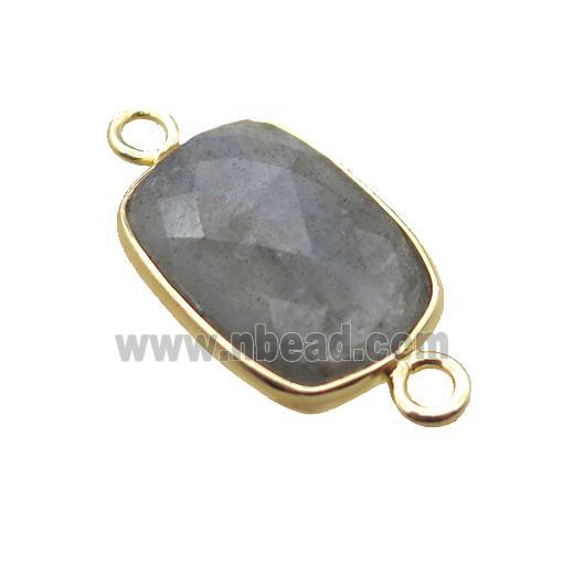 Labradorite connector, faceted rectangle