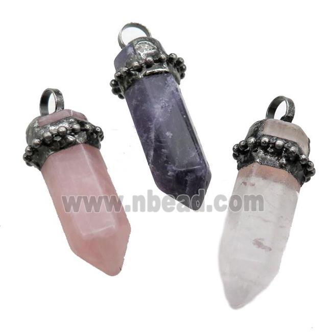 mixed Gemstone bullet pendant