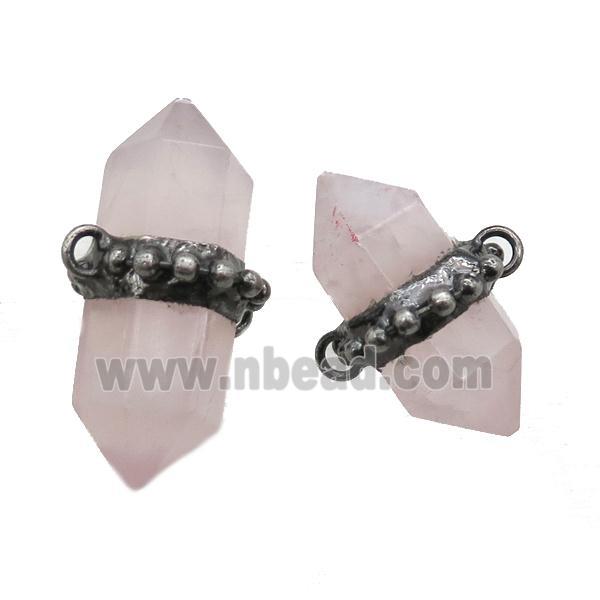 Rose Quartz bullet connector, black plated