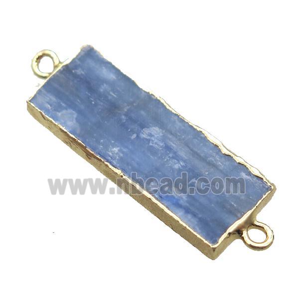 blue Kyanite rectangle connector, gold plated