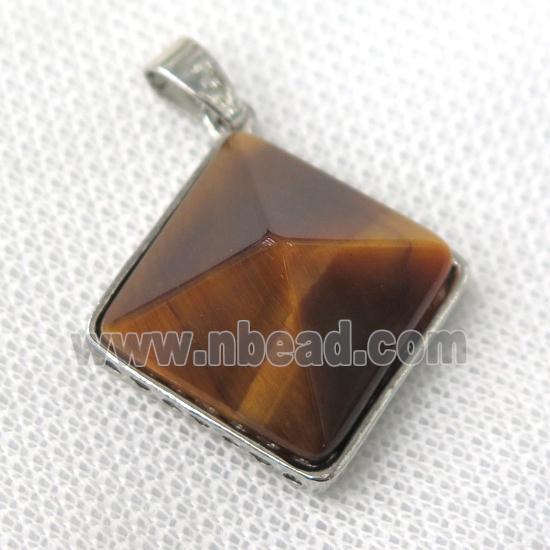 yellow Tiger eye stone pyramid pendant