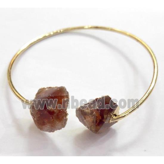 citrine bangle, copper, gold plated