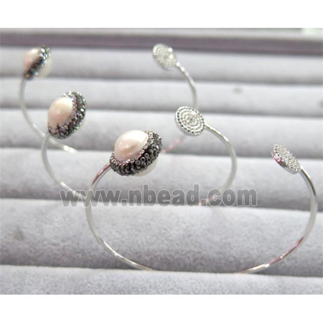 copper bangle paved pearl, rhinestone