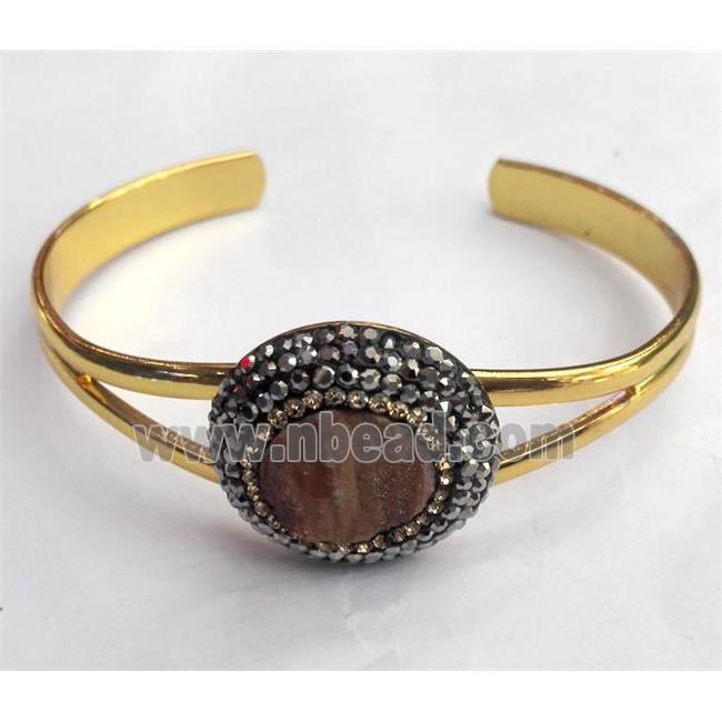 copper bracelet paved sunagate, gold plated