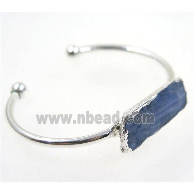 kyanite bangle, copper, silver plated