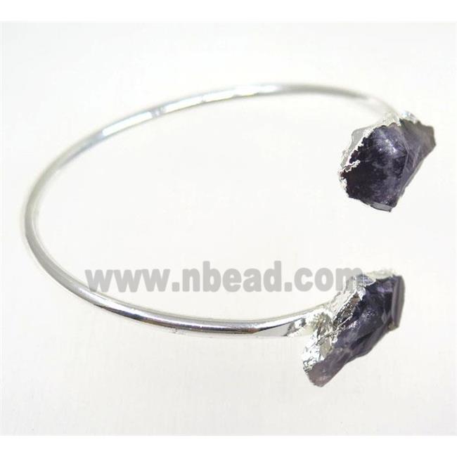 purple Amethyst bangle, copper, silver plated