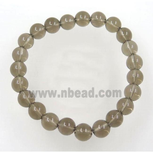 round Smoky Quartz bead bracelet, stretchy