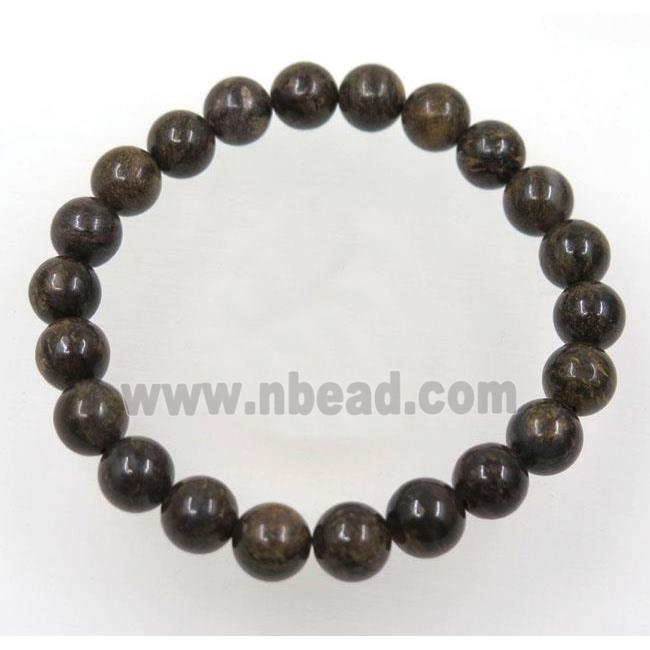 round Bronzite bead bracelet, stretchy