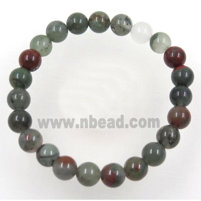 African BloodStone bead bracelet, stretchy