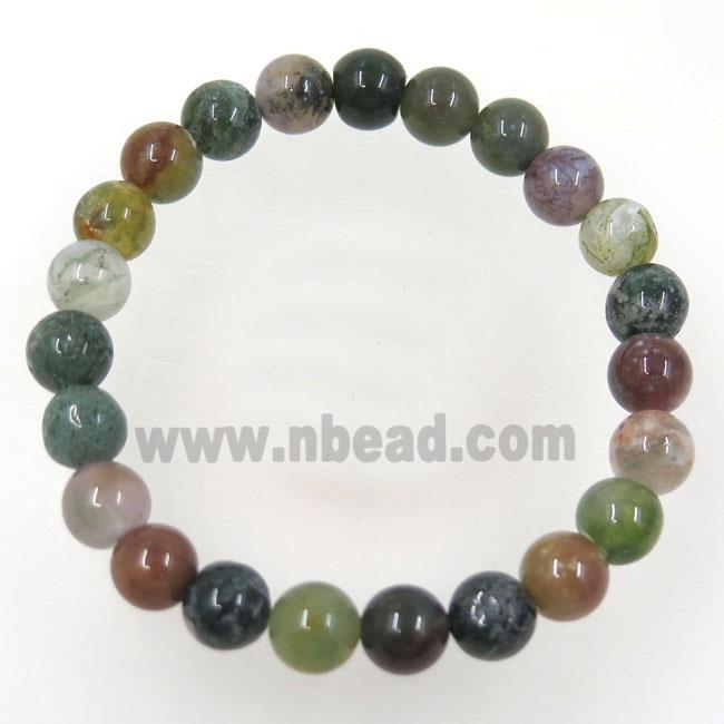 round India Agate beaded bracelet, stretchy