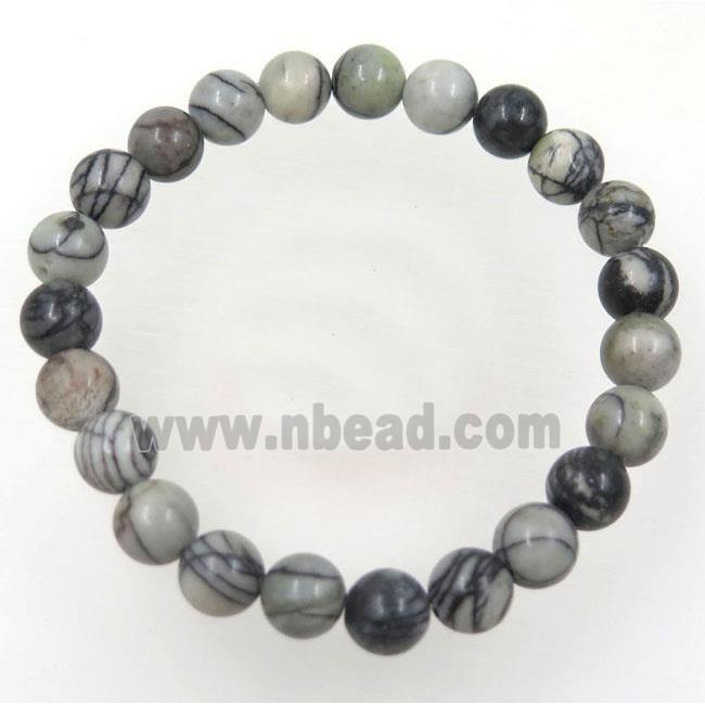 Black Stripe Jasper bead bracelet, stretchy