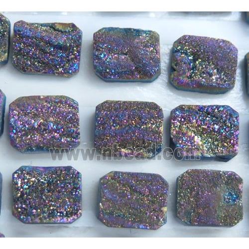 druzy quartz cabochon, rectangle