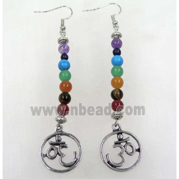 Gemstone Hook Earring Chakra Yoga