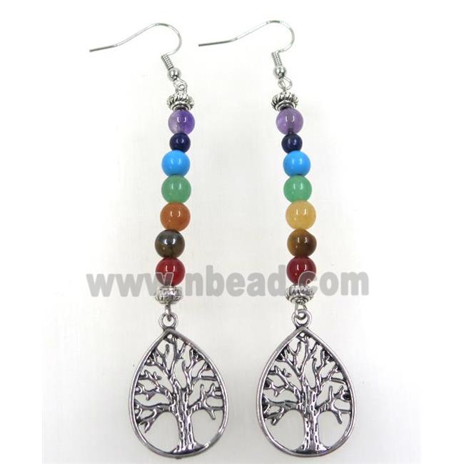 Gemstone Hook Earring Chakra Tree Of Life