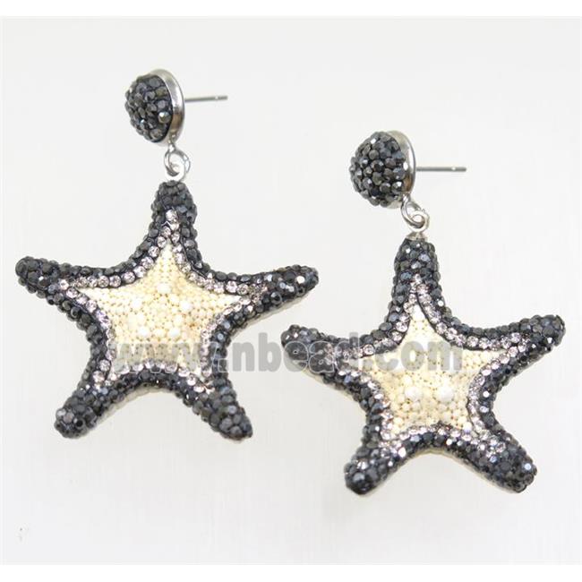 seastar earring paved rhinestone