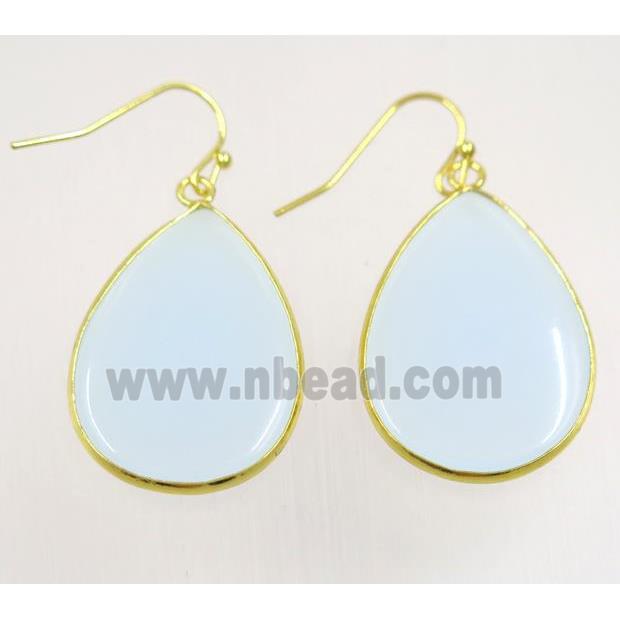 glass Earring, teardrop, gold plated