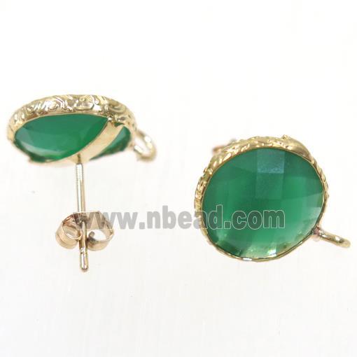 green Chinese Crystal Glass earring studs