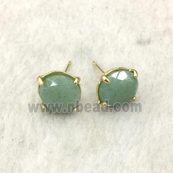 green Aventurine Stud Earring, gold plated