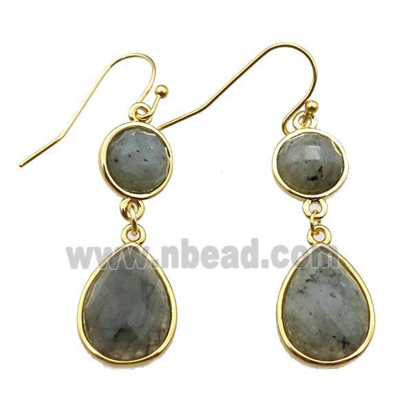 Labradorite hook Earring, gold plated